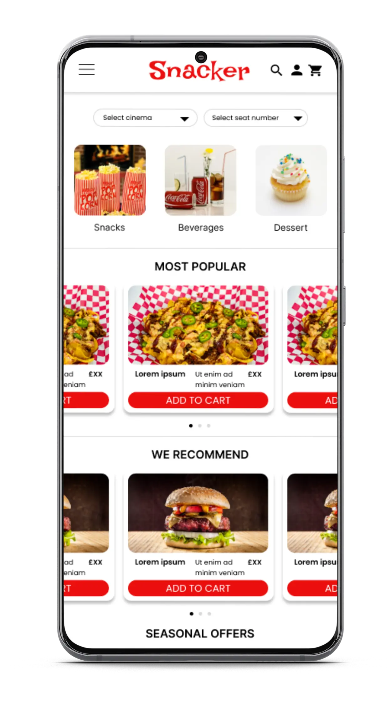 Snacker App Homepage